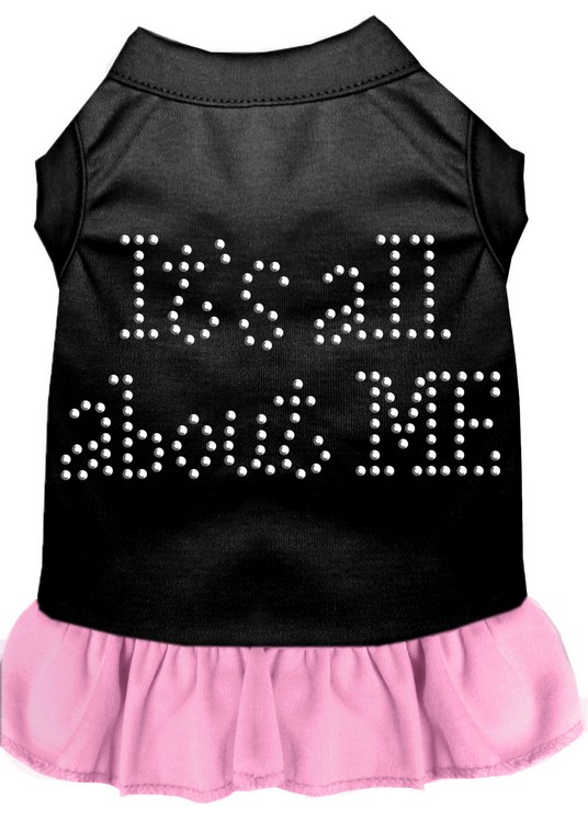 Rhinestone All About me Dress Black with Light Pink Med